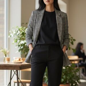 NWT J. Jill Houndstooth Print Open Front Blazer Size L